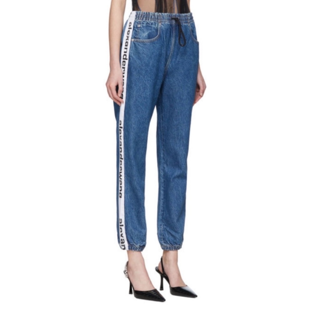 Alexander Wang Blue Ankle Jeans with Logo Stripe